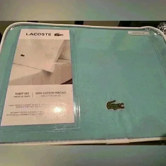 NIP Lacoste King SHEET SET
100% COTTON PERCALE in water blue - Picture 5 of 11